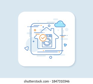Washing machine line icon. Abstract vector button. Wash laundry sign. Washable cleaner symbol. Washing machine line icon. Home concept badge. Vector