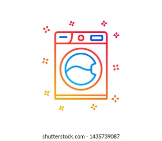 Washing machine line icon. Cleaning service symbol. Laundry sign. Gradient design elements. Linear washing machine icon. Random shapes. Vector