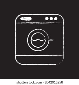 Washing machine line Icon design white chalk. Draw a picture on the blackboard.