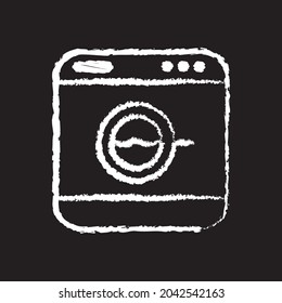 Washing machine line Icon design white chalk. Draw a picture on the blackboard.