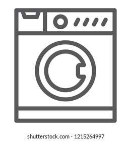 Washing machine line icon, electronic and household, appliance sign, vector graphics, a linear pattern on a white background, eps 10.