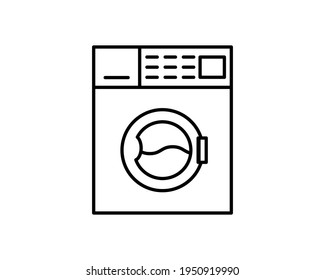 washing machine line icon, laundry outline vector logo, linear pictogram isolated on white, pixel perfect illustration.
