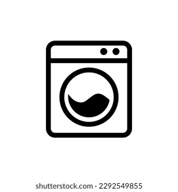 icono de línea de lavadora, logo del vector de contorno de lavado, pictograma lineal aislado en blanco, ilustración perfecta de píxel