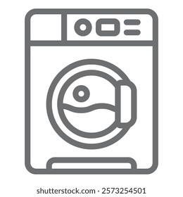 Washing machine line icon, laundry service concept. Vector graphics. Water washer for clothes, cloth sign on white background, outline style icon for mobile or web design