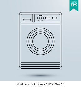 Washing machine line icon. Linear style sign for mobile concept and web design. Outline vector icon. Kitchen appliances symbol, logo. Eps 10 vector illustration.