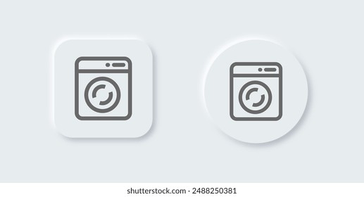 Washing machine line icon in neomorphic design style. Laundry signs vector illustration.