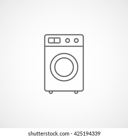 Washing Machine Line Icon On White Background