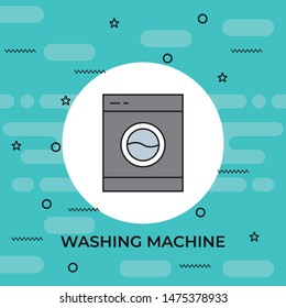 Washing machine line icon, outline vector sign,