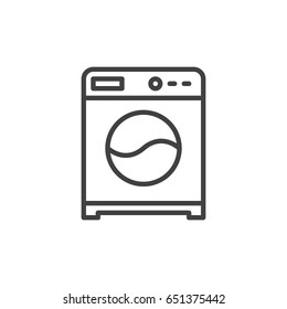 Washing machine line icon, outline vector sign, linear style pictogram isolated on white. Laundry symbol, logo illustration. Editable stroke. Pixel perfect