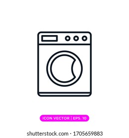 Washing machine line icon vector design template with editable stroke