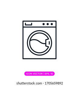 Washing machine line icon vector design template with editable stroke