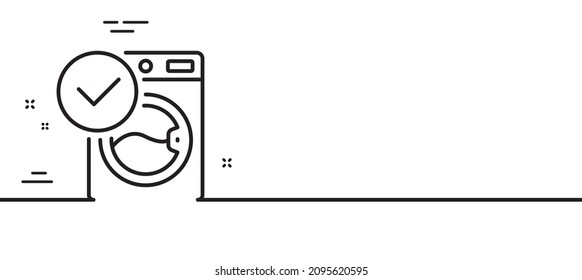 Washing machine line icon. Wash laundry sign. Washable cleaner symbol. Minimal line illustration background. Washing machine line icon pattern banner. White web template concept. Vector