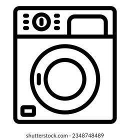 Icono de línea de lavadora. Símbolo del lavaparabrisas, pictograma de estilo de contorno sobre fondo blanco. Diseño web de concepto móvil de señalización de lanzamiento. Gráficos vectoriales.