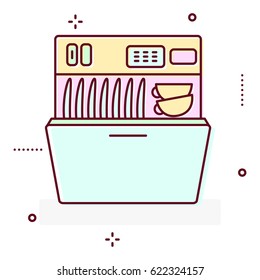 Washing machine line style vector icon.