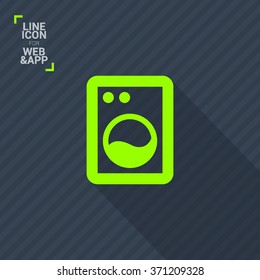 a washing machine line vector icon for websites and mobile minimalistic flat design.