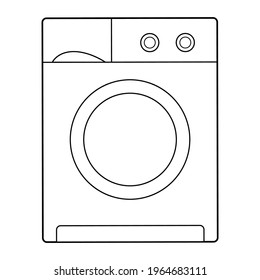washing machine line vector illustration,
isolated on white background.top view