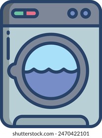 Washing machine linear color vector illustrations