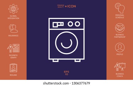 Washing machine linear icon. Graphic elements for your design