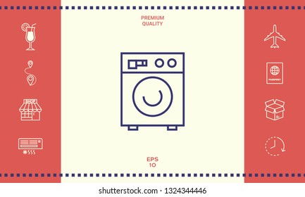 Washing machine linear icon. Graphic elements for your design
