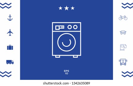 Washing machine linear icon. Graphic elements for your design