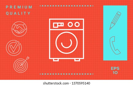 Washing machine linear icon. Graphic elements for your design