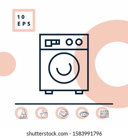 Washing machine linear icon. Graphic elements for your design