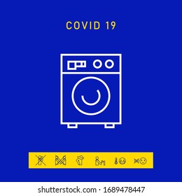 Icono lineal de lavadora. Elementos gráficos para el diseño
