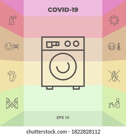 Icono lineal de lavadora. Elementos gráficos para su diseño