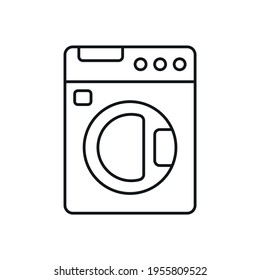 Washing machine linear icon. Plumbing. Thin line customizable illustration. Contour symbol. Vector isolated outline drawing. Editable stroke