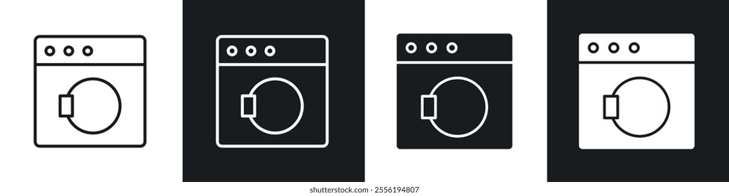 Washing machine linear icon set for app, and web design.