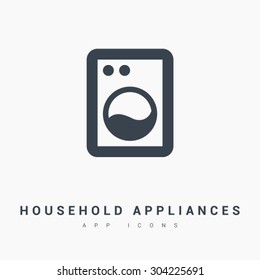 a washing machine. Linear outline icon on white background. Line vector icon for websites and apps mobile minimalistic flat design