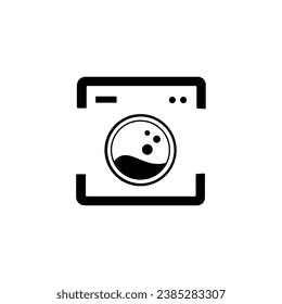 Logo de la lavadora. Logotipo con círculo para el negocio de la lavandería. plantilla de diseño vectorial de icono en fondo blanco.