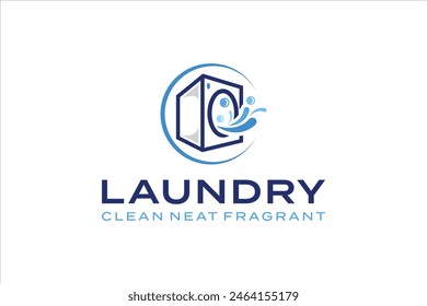Washing Machine Logo Design Concept for Laundry.	