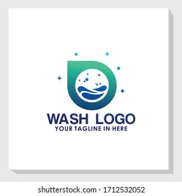 washing machine logo design template, laundry logo template, cleaning logo inspiration