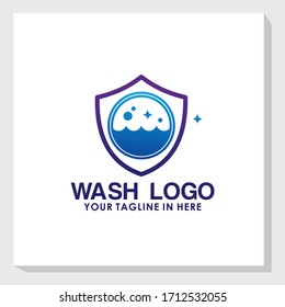 washing machine logo design template, laundry logo template, cleaning logo inspiration