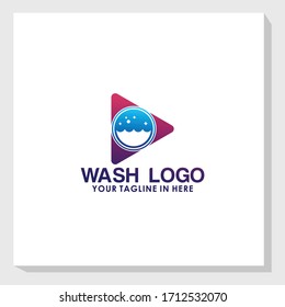 plantilla de diseño del logotipo de la lavadora, plantilla del logotipo de la lavandería, inspiración del logotipo de limpieza