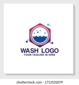 washing machine logo design template, laundry logo template, cleaning logo inspiration