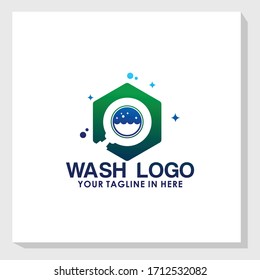 washing machine logo design template, laundry logo template, cleaning logo inspiration
