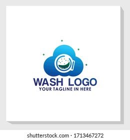 washing machine logo design template vector, laundry logo vector, cleaning logo inspiration