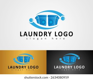 washing machine logo with laundry concept designed for business icon