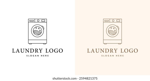washing machine logo line art icon vector illustration