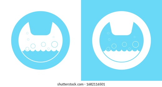logo de la lavadora sobre un fondo blanco de estilo minimalista azul. Icono web vectorial aislado