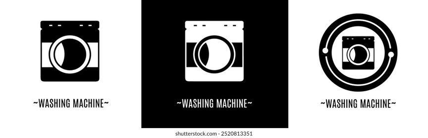 Logo de la lavadora. Colección de logos en blanco y negro. Vector de acciones.