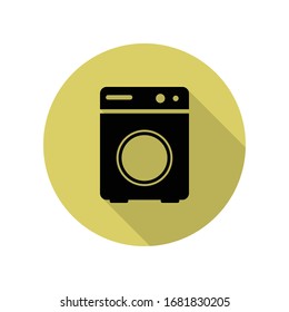 washing machine long shadow icon. Simple glyph, flat vector of web icons for ui and ux, website or mobile application
