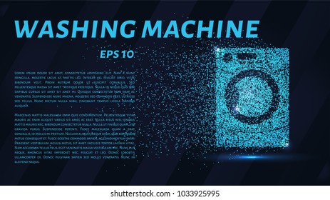 Washing machine made up of particles. Washing machine consists of small circles and dots