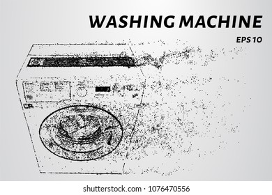 Washing machine made up of particles. The washing machine consists of dots and circles. Vector illustration.