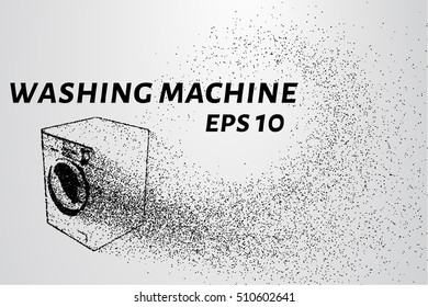 Washing machine made up of particles. Washing machine consists of small circles and dots.