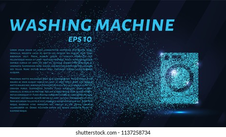Washing machine made up of particles. Washing machine crumbles to the point