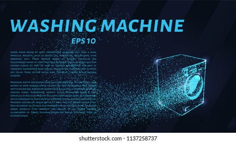 Washing machine made up of particles. Washing machine crumbles to the point