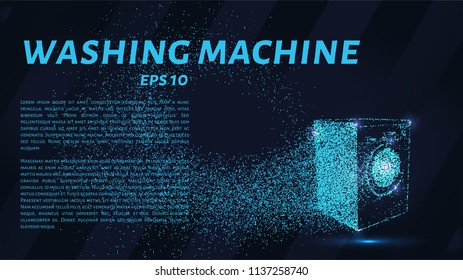 Washing machine made up of particles. Washing machine crumbles to the point